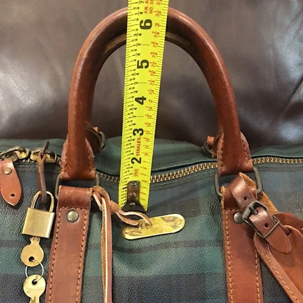 RALPH LAUREN Black Watch Plaid Speedy Boston Travel Vacation Camp Shoulder Bag